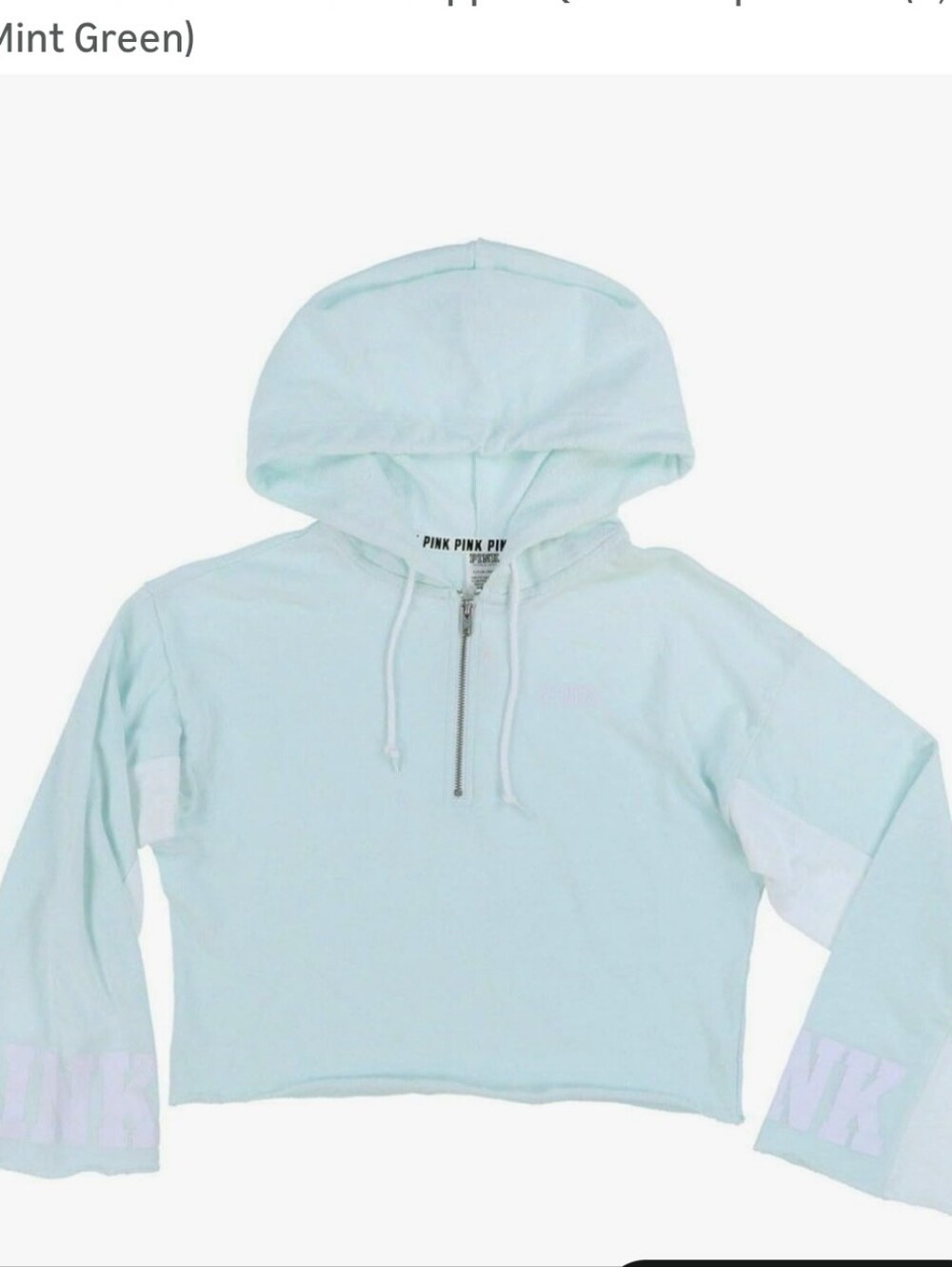 Pink By Victoria’s Secret Hooded Sweatshirt 1/4 Zip Cropped